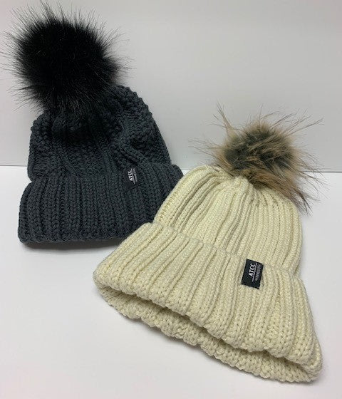 Lined Pom Beanies